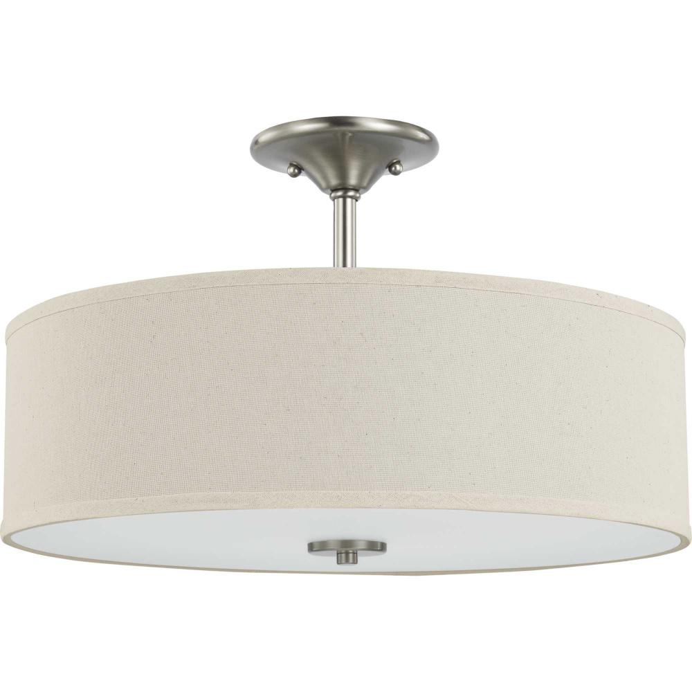 Inspire Collection Brushed Nickel Three-Light 18" Semi-Flush Mount :  P350168-009 | Project Lighting