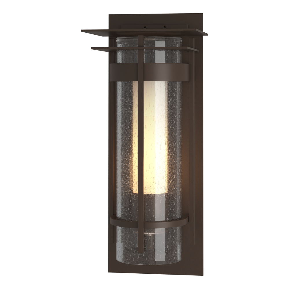 Torch  Seeded Glass Small Outdoor Sconce with Top Plate