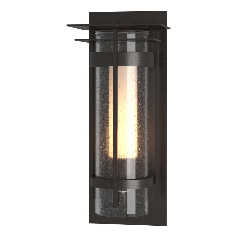 Torch  Seeded Glass with Top Plate Outdoor Sconce